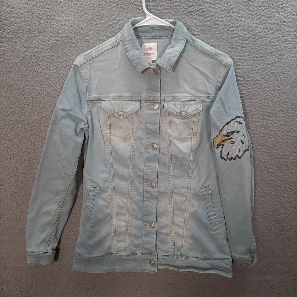 Lularoe‎ Jacket Womens Small Blue Chambray Denim Utility Stretch Stitched Eagle
